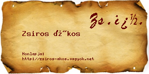 Zsiros Ákos névjegykártya